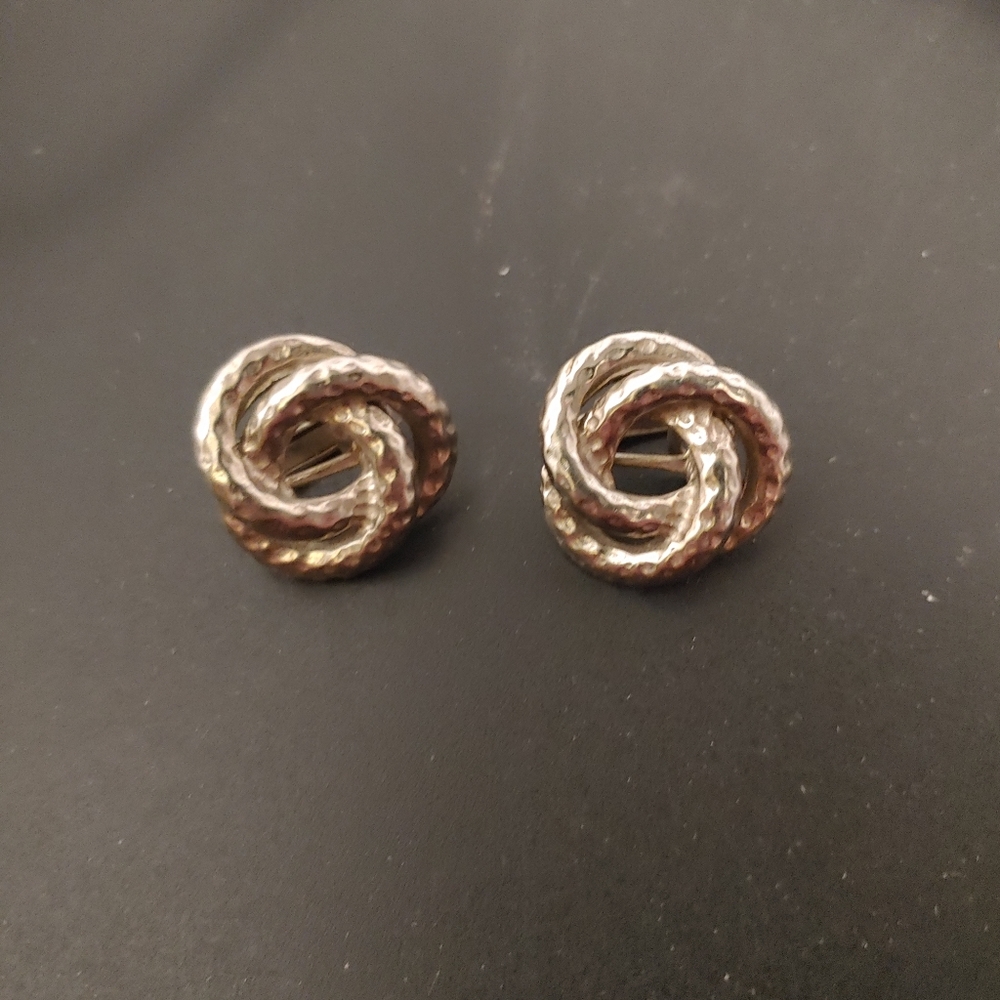 Vintage Earrings Clip Ons Love Knot Stud